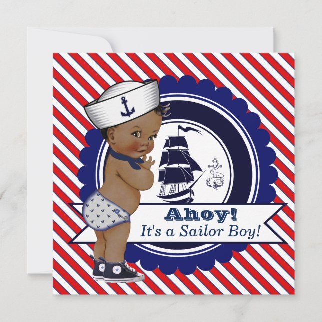 Enic Little Sailor Nautical Baby Shower Inbjudningar (Framsida)