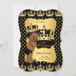Enic Prince Baby Shower Black Guld Polka Dot Inbjudningar