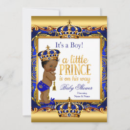 Enic Prince Baby Shower Blue Ornate Guld Inbjudningar