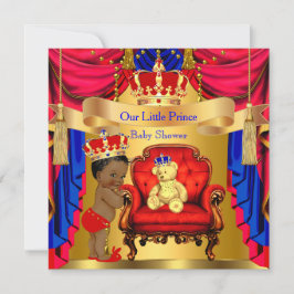 Enic Prince Baby Shower Guld Bear Red Blue Inbjudningar