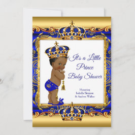 Enic Prince Boy Shower Blue Ornate Guld Inbjudningar