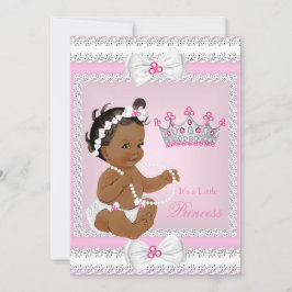 Enic Princess Baby Shower Rosa White Pearls Bows Inbjudningar