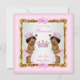 Enic Twin Girls Princess Baby Shower Guld Rosa Inbjudningar