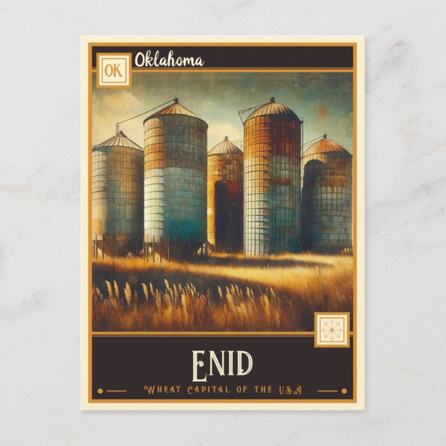 Enid, Oklahoma | Årgångs- Vykort (Framsida)
