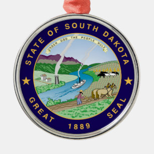 enig sy Amerika för South Dakota statlig flagga Julgransprydnad Metall