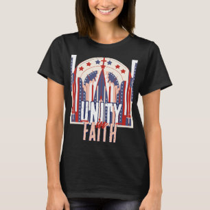 Enighet i tron: en patriotisk Denim Jacka för kvin T Shirt
