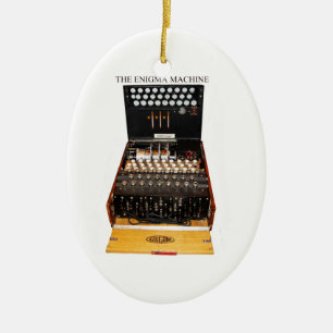 Enigmamaskinen, vintagemilitärmessaging julgransprydnad keramik
