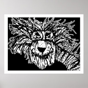 Enigmatic Creature Porträtt - Black and White Draw Poster