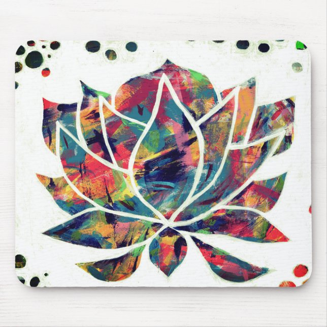 Enigmatic Oriental Lotus Flower Original Abstrakt Musmatta (Framsidan)