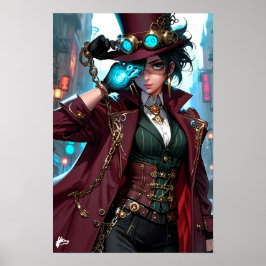 Enigmatic Steampunk Lady – Elegance and Mystery  Poster