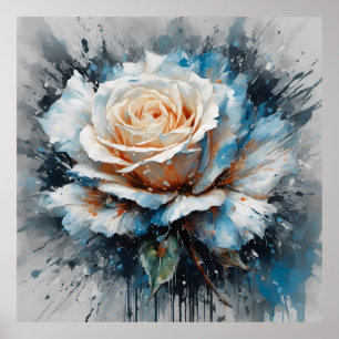 Enigmatic White Blue Ro Poster