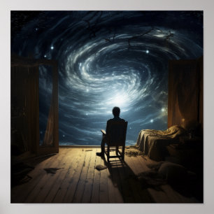 Enigmatisk flygning: Surreal Poster av en flygande