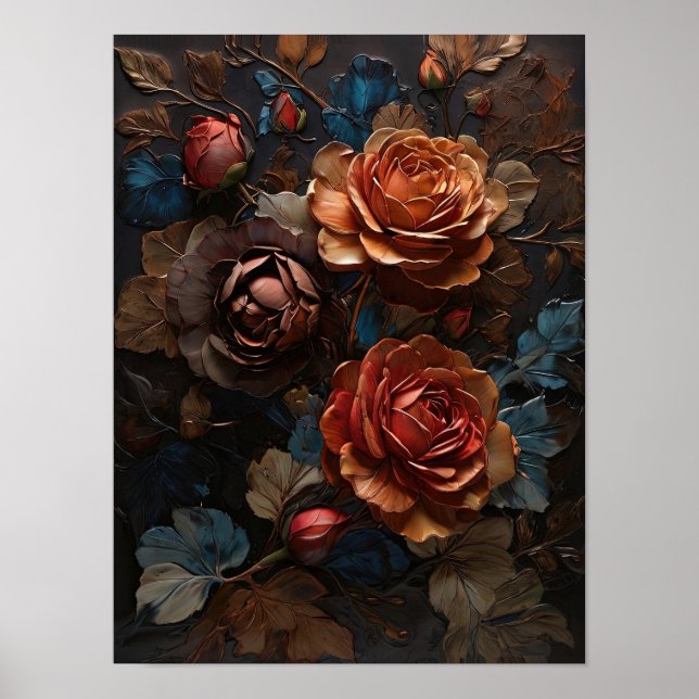 Enigmatisk Ro - blommor poster digital konst (Framsidan)