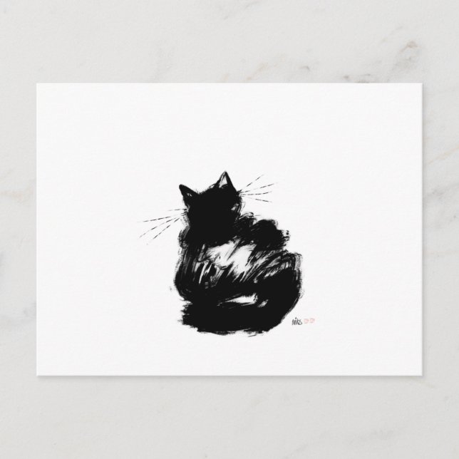 Enigmatisk svart katt vykort (Framsida)
