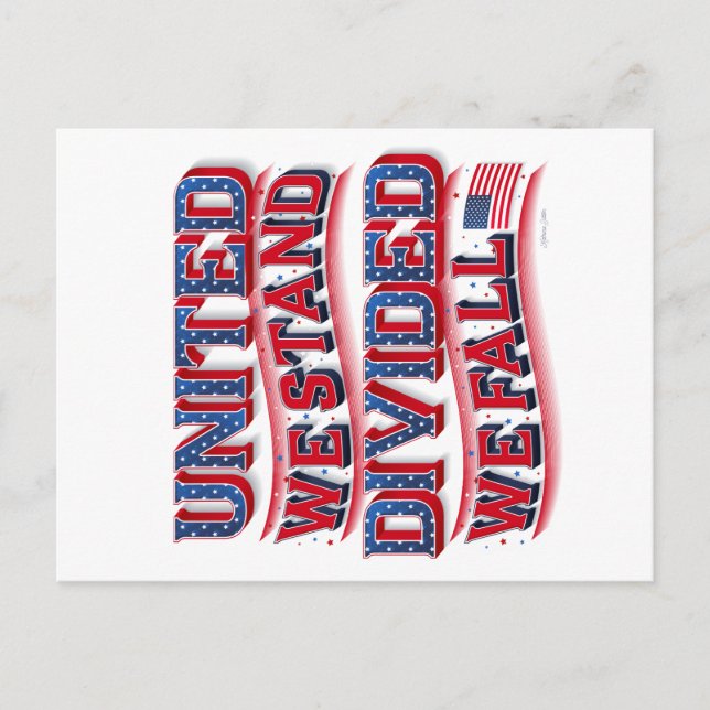 Enigt står vi, delat oss nedgångvykortet helg vykort (Framsida)