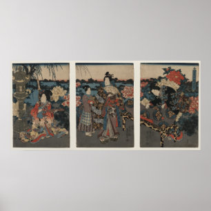 Enjoeing a Garden of Peonies Poster