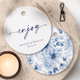 Enjoy Favor-märke – Vit & Marinblå Gåvor Etiketter