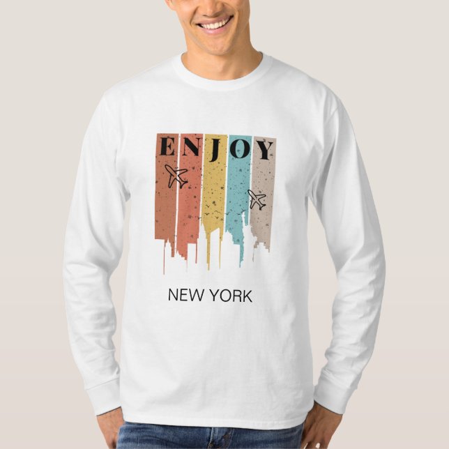 ENJOY NEWYORK, byggnad, flygplan | Resor T Shirt (Framsida)