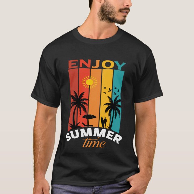 Enjoy Summer Time Retro Beach Tee (Framsida)