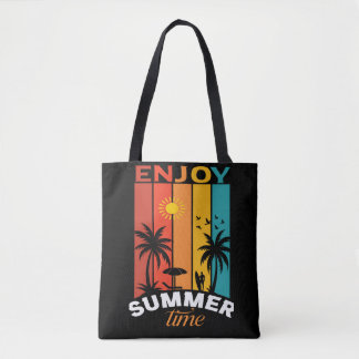 Enjoy Summer Time Retro Beach Tee Tygkasse