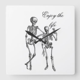 Enjoy the Life Skeleton Couple Wall Clock Fyrkantig Klocka