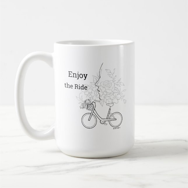  Enjoy the Ride: Minimalist Bicycle & Flower Art  Kaffemugg (Vänster)