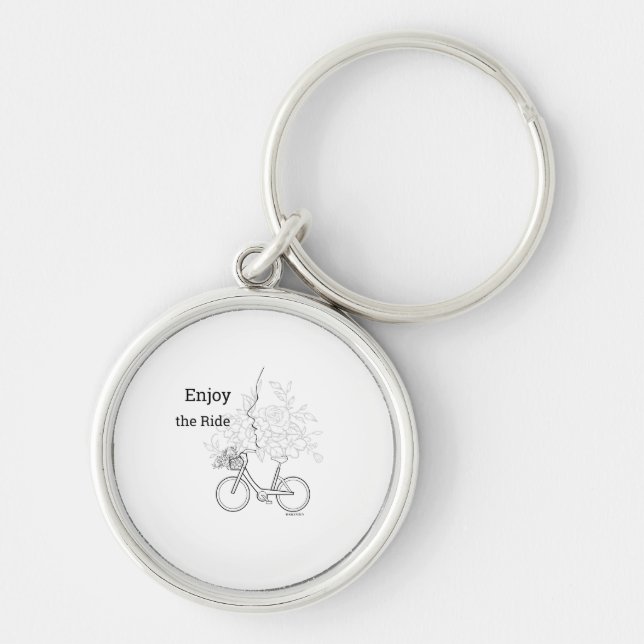  Enjoy the Ride: Minimalist DAILYMIEN  Keychain Rund Silverfärgad Nyckelring (Framsidan)