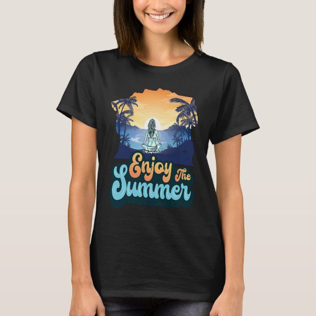Enjoy The Summer Vibes Vacation Humorous Saying T Shirt (Framsida)