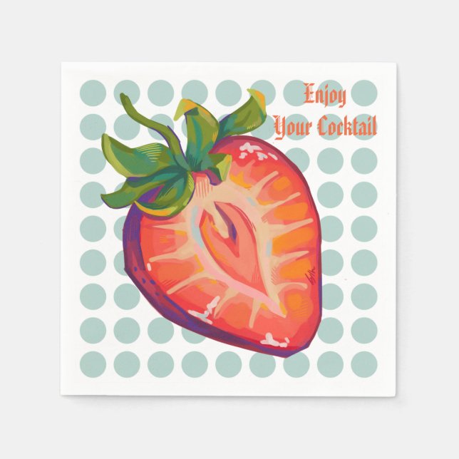 Enjoy your cocktail, Strawberry  Pappersservett (Framsidan)