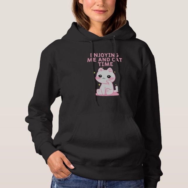 Enjoying Me and Cat Time Cat Lover Hobby Kitten Pa T Shirt (Framsida)