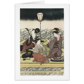 Enjoying the Coola of The Evening, Toyohiro, 1800- Hälsningskort
