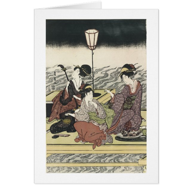 Enjoying the Coola of The Evening, Toyohiro, 1800- Hälsningskort (Framsidan)