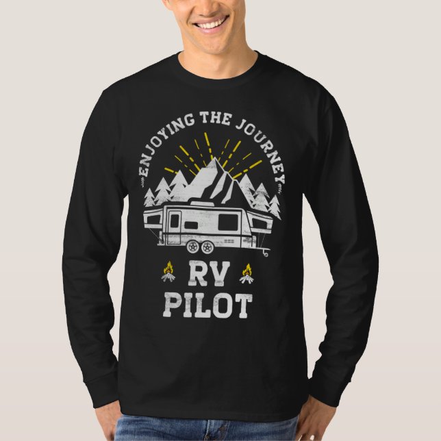 Enjoying The Journey RV Pilot Camp Couple Camping T Shirt (Framsida)