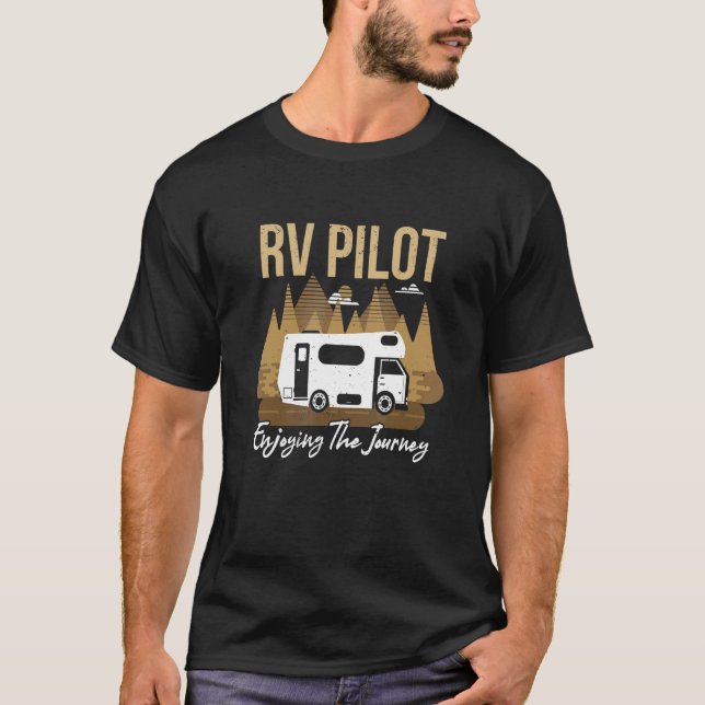 Enjoying The Journey RV Pilot Camp Couple Camping T Shirt (Framsida)