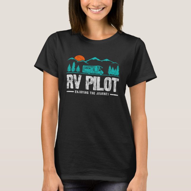 Enjoying The Journey RV Pilot Camp Couple Camping T Shirt (Framsida)