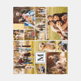 Enkel 11 fotokollage-monogram för Färg Fleecefilt