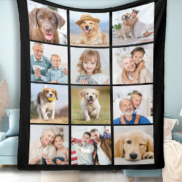 Enkel 12 FOTO Collage Family Friends Pets Fleecefilt