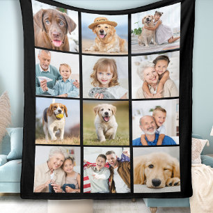 Enkel 12 FOTO Collage Family Friends Pets Fleecefilt