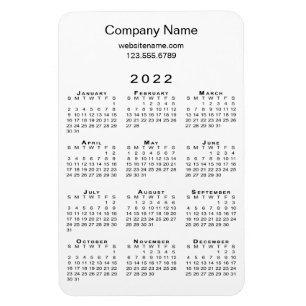 Enkel 2022 Calendar Company Info on White 2022 Magnet