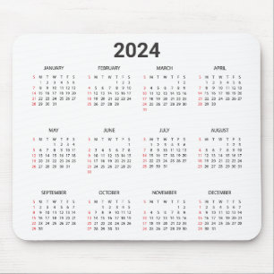 Enkel 2024-årskalender med en snabbröd och Grått-k Musmatta