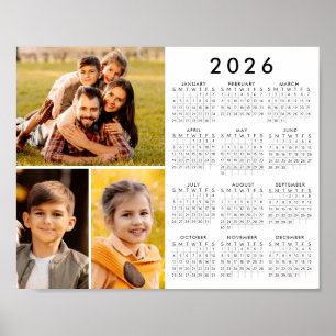 Enkel 2026-kalender 3 bilder affisch