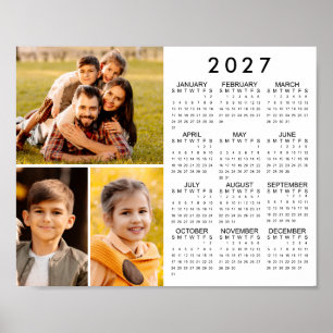 Enkel 2026-kalender 3 Fotocollageaffisch Poster