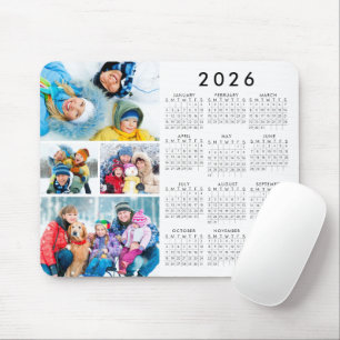 Enkel 2026-kalender 4 fotokollage musmatta