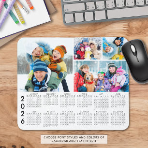 Enkel 2026-kalender 4 fotokollage musmatta