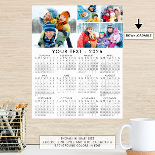 Enkel 2026-kalender 4 Poster fotokollage