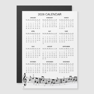 Enkel 2026-kalender med noter Magnet