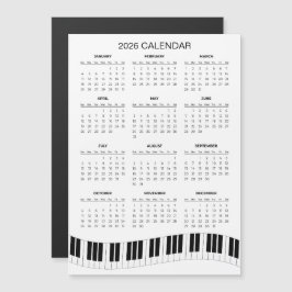 Enkel 2026-kalender med pianotangenter | Magnet