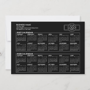 Enkel 2027 2028 Kalender - Företagets logotyp och Julkort