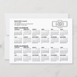 Enkel 2027 2028 Kalender - Företagets logotyp och Julkort