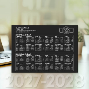 Enkel 2027 2028 Kalender - Företagets logotyp och Julkort